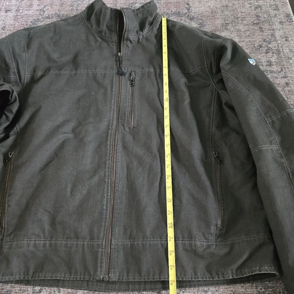 Kuhl Burr Jacket Mens XXL Gray Olive Green Zip-up Waxed Canvas Gunmetal Sty 1052 - Picture 6 of 13
